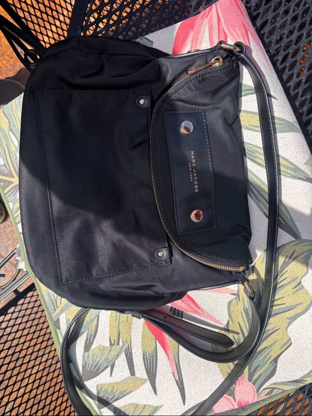Marc Jacob’s New York Black Nylon cross body Shoulder Bag with Front Pocket